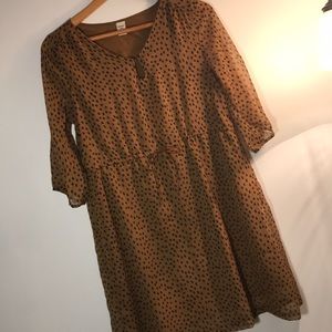 OLD NAVY Dress Goldish-brown with Polka Dots